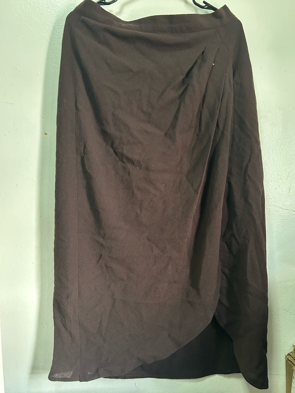 Perry Ellis Dark Brown Asymmetrical Wrap Skirt